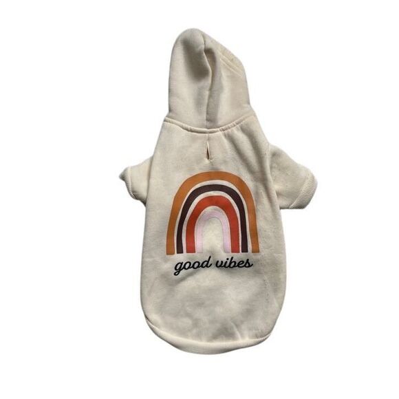 Heart To Tail Dog Cream Short Sleeve Good Vibes Rainbow Pet Sweatshirt  S NWOT - Picture 1 of 6